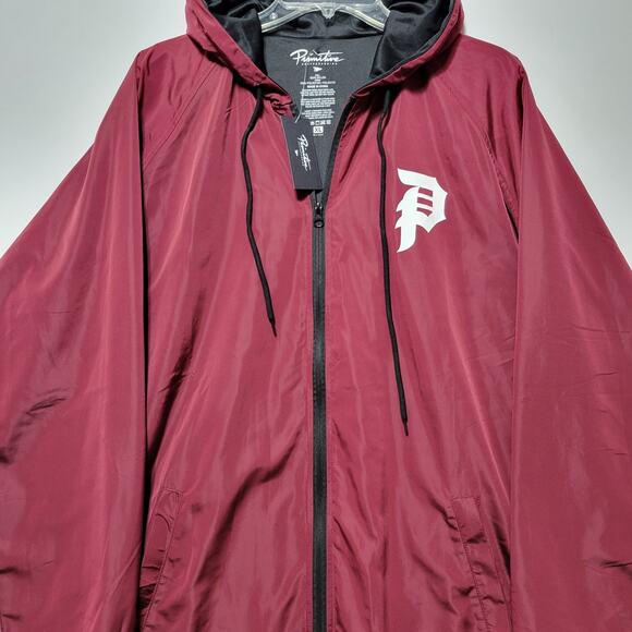 Primitive Men’s XL Bomber Varsity Jacket Maroon Skateboarding Hooded "Big P" - Picture 3 of 11